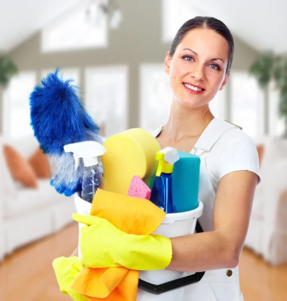 Cleaning Lady with Cleaning Tools